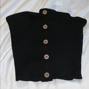 BLACK TUBE TOP W BUTTONS